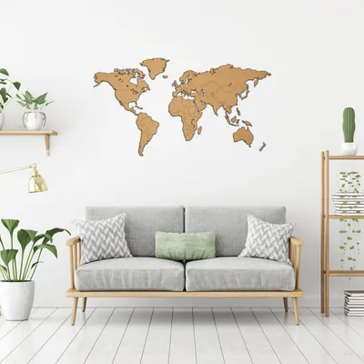 Zdjęcie produktu dla Giallobus - Mapa świata - dekoracja ścienna z drewna MDF HAVANA - 130x72 - Drewno MDF - Avana
