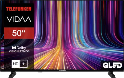 Telefunken Fernseher 50 Zoll QLED Smart TV VIDAA 4K UHD HDR Dolby Vision, HD+ 6 Monate, Triple-Tuner