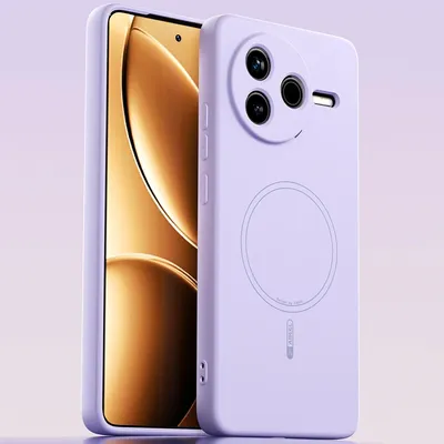 Image de Etui magnétique pour Xiaomi Poco F7 Pro/Redmi K80, compatible MagSafe, silicone liquide, résistant aux chocs et aux rayures Violet