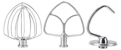 3-tlg. Edelstahl-Rührbesen-Set: Knethaken, Flachrührer, Schneebesen