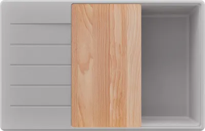 Produktbild von PRIMAGRAN Spülbecken Grau 78x50cm, Granitspüle 1 Becken + Ablauf-Set + Schneidebrett, Küchenspüle ab 60er Unterschrank - Kopenhagen