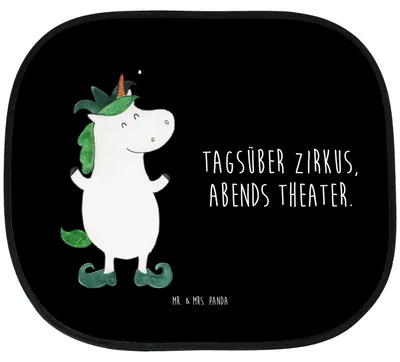 Produktbild von Mr. & Mrs. Panda Auto Sonnenschutz Einhorn Joker - Schwarz - Geschenk, Sonnenblende, Unicorn, Mittelalter, Fürs, für, Hofnarr, Kasper, Einhörner