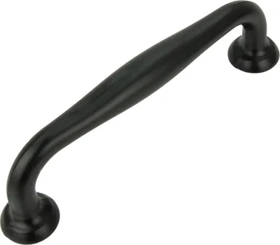 Produktbild von Eleganter schwarzer Möbelgriff aus Aluminium mit 96 mm Lochabstand – zeitloses Design für Küchen, Kommoden und Schubladen, mattschwarz, inkl. Montageschrauben, Modell Elysium.