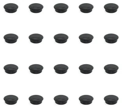 Obrázek produktu pro Kabelový otvor Emuca, kulatý, D. 60 mm, k zapuštění, plast, černý, 20 ks.