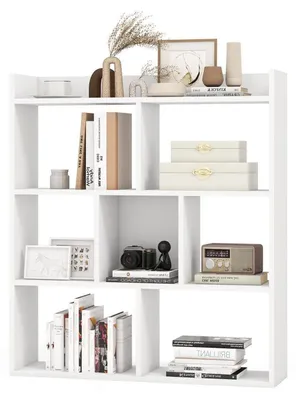 Immagine prodotto di Libreria a cubo con 7 scomparti, scaffale a giorno, divisore ambiente, 80x20x90 cm, bianco
