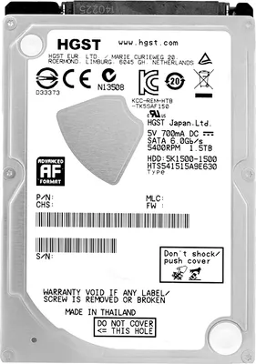 Produktbild von HGST HTS541515A9E630 1.5 TB  SATA III 5400 RPM 32MB Cache 2.5''