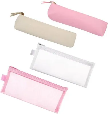 Produktbild von Leder-Etui mit 2 Fächern, rosa/weiß, Bürobox für Schüler