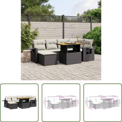 Produktbild von The Living Store 7-tlg. Garten-Sofagarnitur mit Kissen Schwarz Poly Rattan