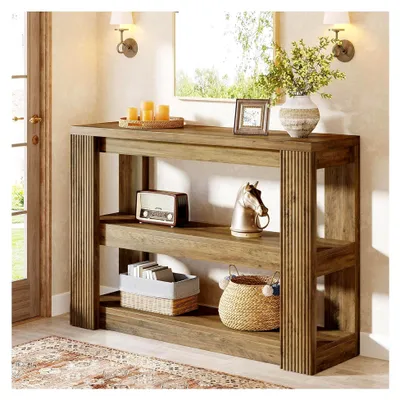 Produktbild von 105 cm Konsolentisch, 3-stufiger Sofatisch hinter der Couch, schmale Konsole im Landhausstil für Flur, Wohnzimmer, Foyer