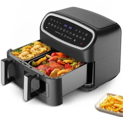 Zdjęcie produktu dla Fritownica konwekcyjna z podwójną komorą - pojemność 10 litrów - moc 2000 W - zdrowe gotowanie