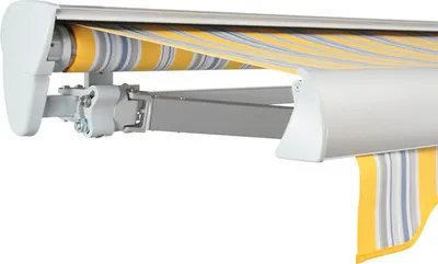 Produktbild von SOLUNA Halbkassettenmarkise Classic 3,5x3 Stoff Dessin 6292 Gestell E6EV1 silber eloxiert Antrieb links inkl. Motor und