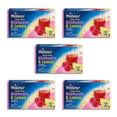 Produktbild von Meßmer Ländertee Miami Vibes | Früchtetee mit Himbeer-Zitronen-Aroma | 5x 20 Teebeutel | spritzig-süß
