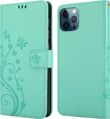 Image de Cadorabo Housse pour Apple iPhone 12 / 12 PRO Housse de protection en turquoise Housse pour portable Etui Case Fleurs Flower
