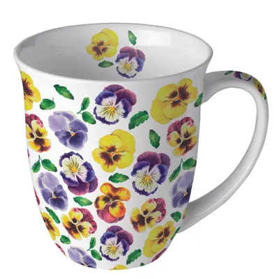 Produktbild von Becher 0,4L Ø 10cm Höhe 10,5 cm Stiefmütterchen Blüten