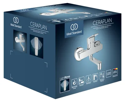 Immagine prodotto di Ideal Standard Ceraplan Robinetterie de lavabo murale, apparente, saillie 148mm, chrome, BD241AA, BD241AA