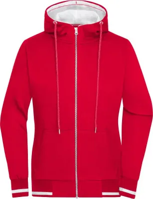 Produktbild von Sweat-Jacke mit Reißverschluss und Kapuze red/white, Gr. M