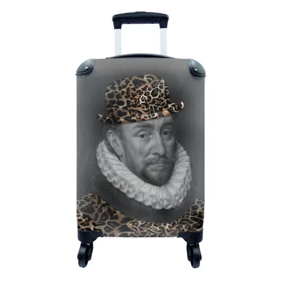 Produktbild von MuchoWow® Koffer Handgepäck Trolley Rollkoffer Kleine Reisekoffer mit 4 Rollen - Alte Meister - Wilhelm von Oranien - Panther - Cabin Size < 55x40x23 cm & 55x40x20 cm - Fotokoffer - Kabinenkoffer - Boardgepäck - Reise-Box - Reisekoffer - Reisegepäck - Koffer mit Bild - Trolley für Kinder