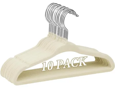 Produktbild von Samt-Kinderkleiderbügel - 10 Stück - Beige