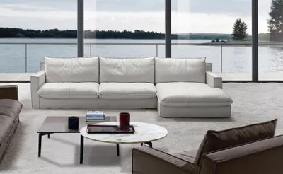 Produktbild von Ecksofa Leder L-Form Couch Eck Luxus Design Polster Weiß Wohnzimmer PRIANERA