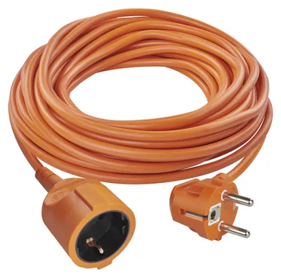 Verlängerungskabel 15 m / 1 Steckdose / orange / PVC / 250 V / 1,5 mm2