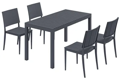 Produktbild von 5-teiliges Gartenmöbelset mit stapelbaren Stühlen, Dunkelgrau