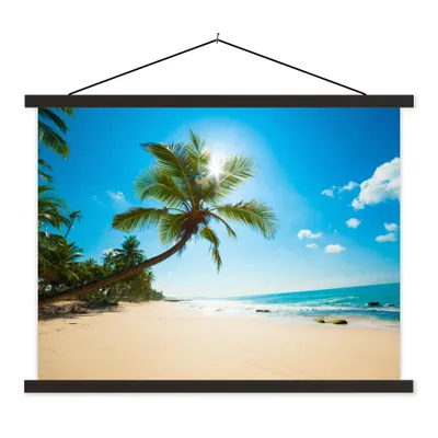 Produktbild von MuchoWow® Textilposter Strand - Meer - Sonne - Palme 150x113 cm mit schwarzem Rahmen - Wohnzimmer