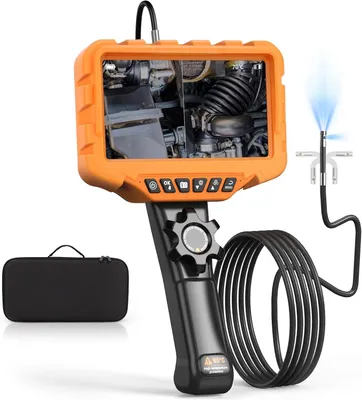 Obrázok produktu pre Endoskopická kamera s dvojitou šošovkou, 6,5 mm otočná endoskopická kamera, inspekčná kamera s 2-směrným otáčaním o 210°, vnútorná kamera, 7,0-palcový LCD displej, endoskop, 1,6 m kábel