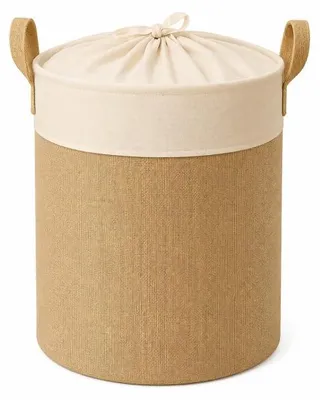 Image de Panier de rangement en jute blanc et crème - L 37 × P 37 × H 37 cm