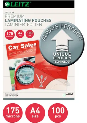 Obrázok produktu pre Leitz iLAM UDT, Lesklý, Priehľadná, EVA (etyl-vinyl-acetát), Polyetyléntereftalát (PET), A4, 222 mm, 309 mm
