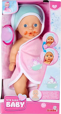 Produktbild von Simba New Born Babypuppe Dreckspatz badefähig Puppe Tuch rosa blau