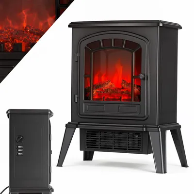 Obrázek produktu pro Volně stojící elektrický krb, 1800 W, LED plamen, barva černá