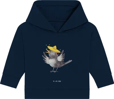 Produktbild von Mr. & Mrs. Panda Organic Baby Hoodie Rabe Sombrero 12. - 18. Monat - French Navy - Geschenk, Elster, Vögel, Vogel, Kapuzenshirt, Lustige Sprüche, Motivation