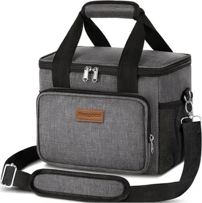 Produktbild von Welikera Kühltasche, 15L Kleine Kühltasche Faltbare Lunchtasche  Picknicktasche Isoliertasche Thermotasche für Unterwegs, Mittagessen, Büro, Arbeit, Schule, Grau