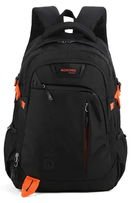 Obrázek produktu pro Uniový batoh Aoking, černý, s kapsami na zip, rozměry 33x47x21 cm, materiál: polyester