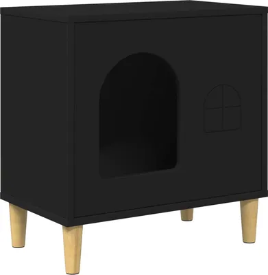 Image de Maison pour chat Noir 51 x 30 x 52 cm Bois d'ingénierie