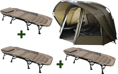 Produktbild von Karpfenzelt 3,5 Man + 3 Karpfenliegen X-Pro Flat