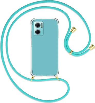 Produktbild von Handykette Backcover-Schutzhülle mit Band (Metall goldfarben) für Xiaomi Redmi 10 5G / Note 11E - türkis