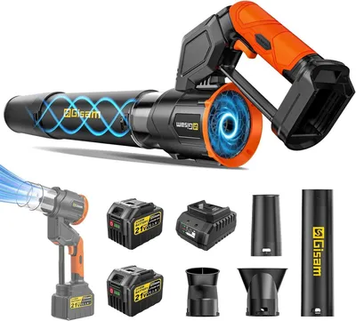 Image de Accubladblazer 2 en 1, sans fil, avec 2 batteries, 3 vitesses, vitesse maximale : 800 000 RPM, débit d'air : 850 m³/h