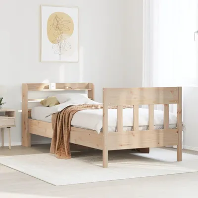 Imagen del producto de Estructura de cama de madera maciza con somier, 75x190 cm