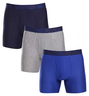 Imagen del producto de Pantalones bóxer para hombre de Under Armour, de algodón de alto rendimiento, en varios colores, en paquete de 3 unidades, con una entrepierna de 15 cm. Transpirables, de secado rápido, suaves al tacto y diseñados para ofrecer comodidad durante todo el día