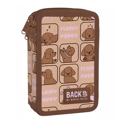 Produktbild von Goldkids - Federmäppchen 3 Fächer - Mäppchen für Mädchen - Federmappe 3-Fach Federtasche Gefüllte Schüleretui Schulmäppchen und Hausaufgabenheft Hund