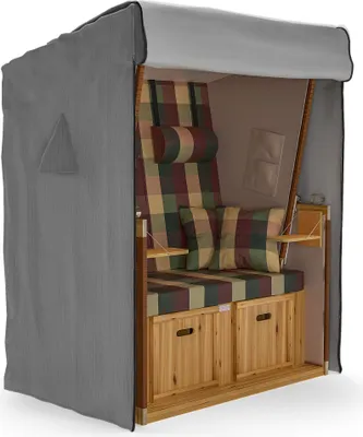 Produktbild von SANZARO Strandkorb Schutzhülle winterfest 120 cm passend für 110 breit – RipStop-Technologie mit 600D Oxford Stoff, Reißfest und UV Beständig, grau