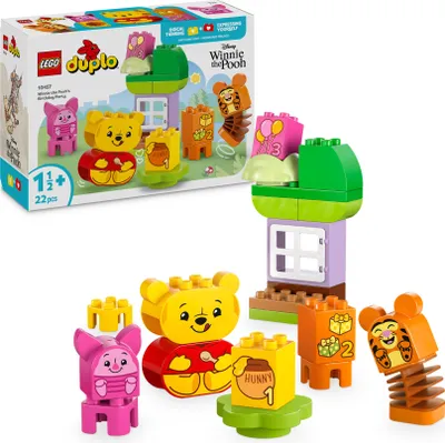 Produktbild von LEGO DUPLO | Disney Winnie Puuhs Geburtstagsparty - Lernspielzeug für Vorschulkinder - Set mit 3 Minifiguren, inkl. Winnie Puuh, Tigger & Ferkel - Geschenkidee für Jungen & Mädchen ab 1,5 Jahren 10457