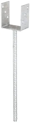 Produktbild von Alberts U-Pfostenträger | mit Betonanker aus Riffelstahl | feuerverzinkt | lichte Breite 91 mm | Länge Betonanker 400 mm