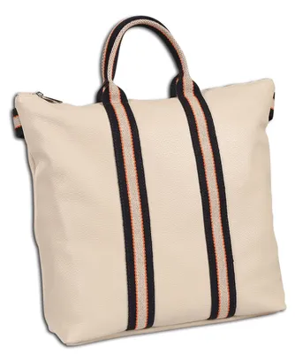 Image de Sac à dos urbain pour femmes Toscanto, en cuir et en toile, couleur beige, modèle OTT609RI