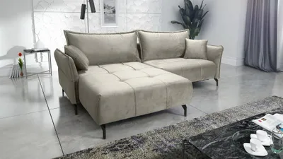Produktbild von Ecksofa Schlafsofa Sofa VICTORIA Stoff Element Hellbeige Ottomane Links