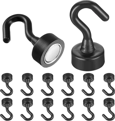 Zdjęcie produktu dla Haczyki magnetyczne – wielofunkcyjne – 12 sztuk – czarne