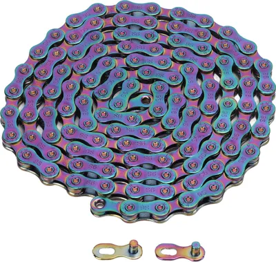 Immagine prodotto di catena per bicicletta a 9 velocità Acciaio al carbonio, colorata, cambio sensibile, trattamento termico, bicicletta per la montagna