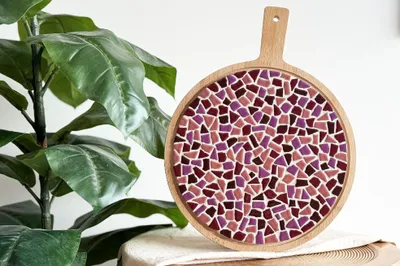 Image de Little Creations DIY Plateau de service en mosaïque rond vieux rose Kit de bricolage adulte