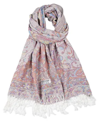 Immagine prodotto di Sciarpa Pashmina da donna, 200x70 cm, motivo Paisley, colore bianco, cotone/poliestere